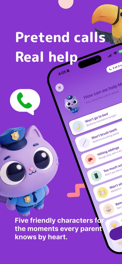 Officer Otto app — child profile setup screen with name, age, and family facts