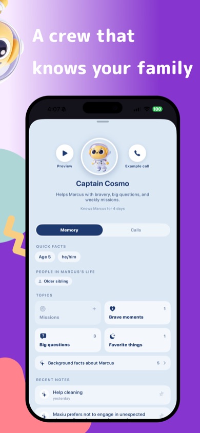 Officer Otto app — parent chat with Captain Cosmo for parenting advice